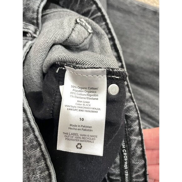 Free Assembly Super High Crop Wide Straight Jeans Womens 10 Black Denim - Picture 10 of 10